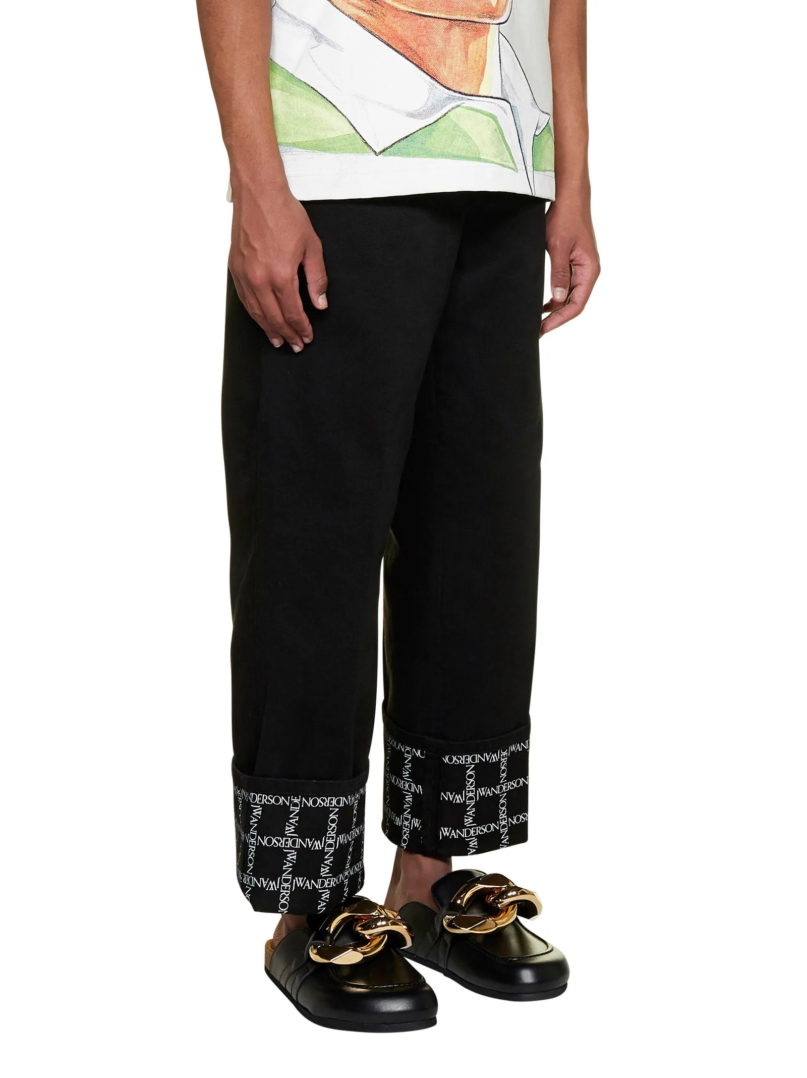 JW Anderson Logo Printed Turn-Up Brim Jeans
