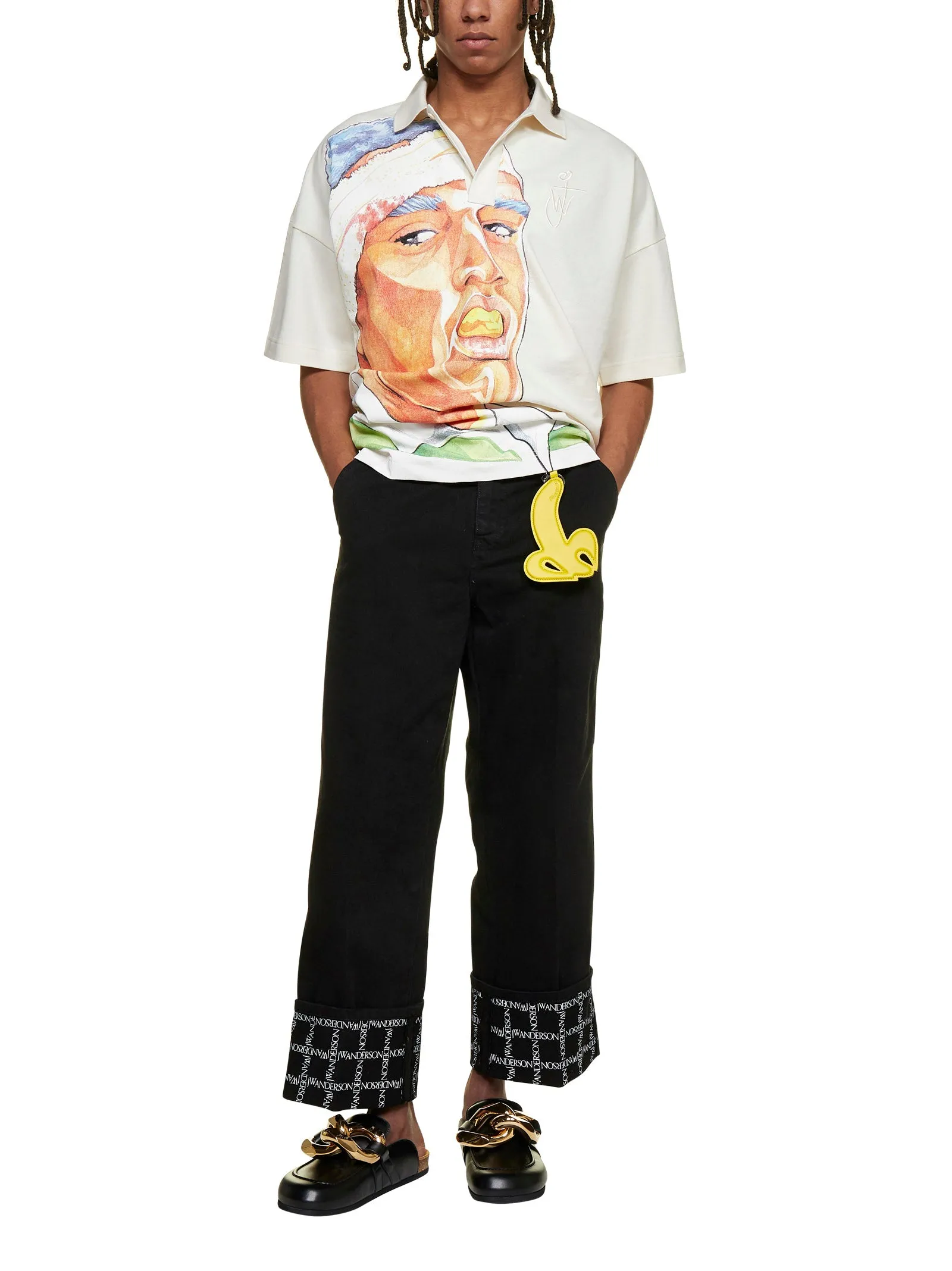 JW Anderson Logo Printed Turn-Up Brim Jeans