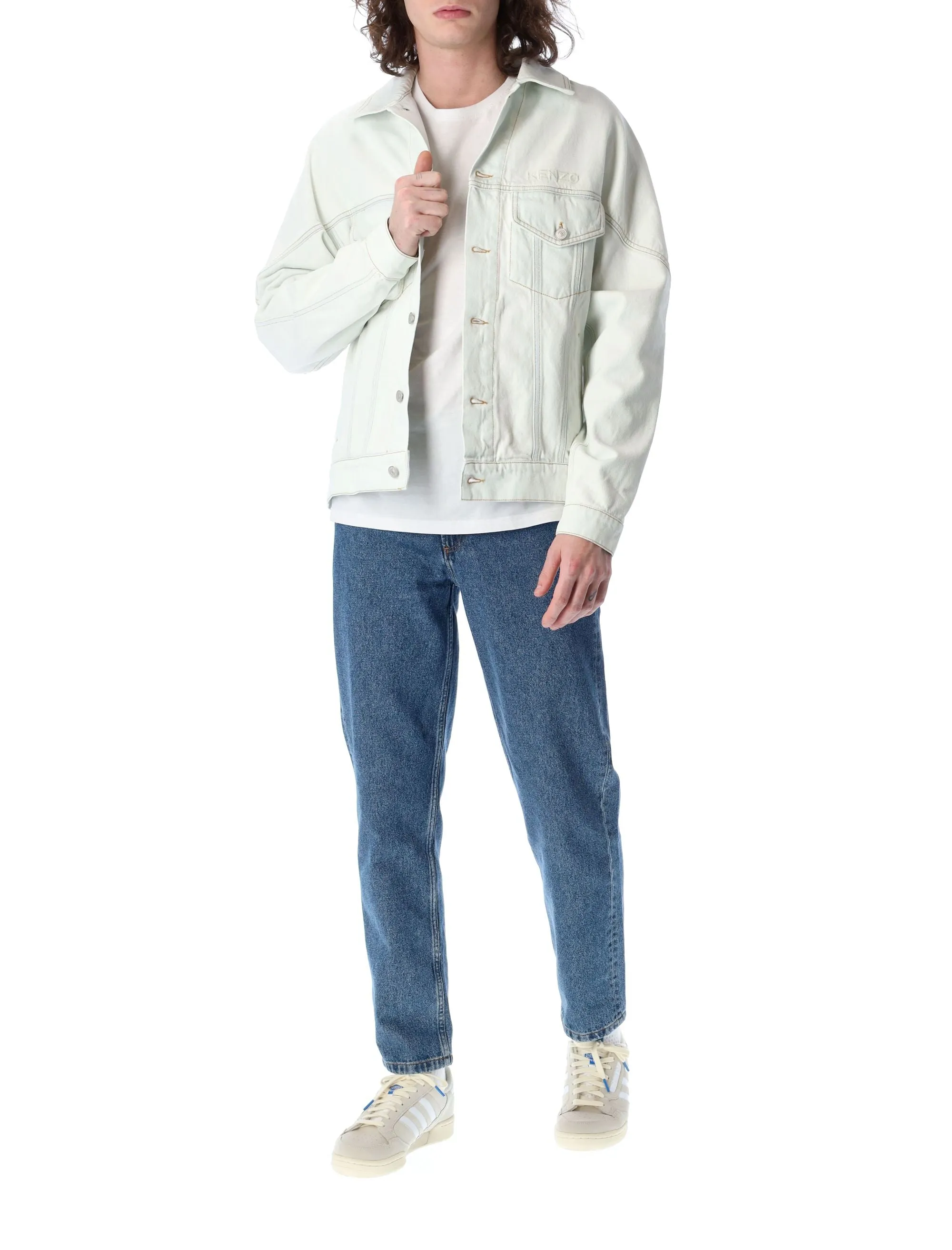 Kenzo Buttoned Long Sleeved Denim Jacket