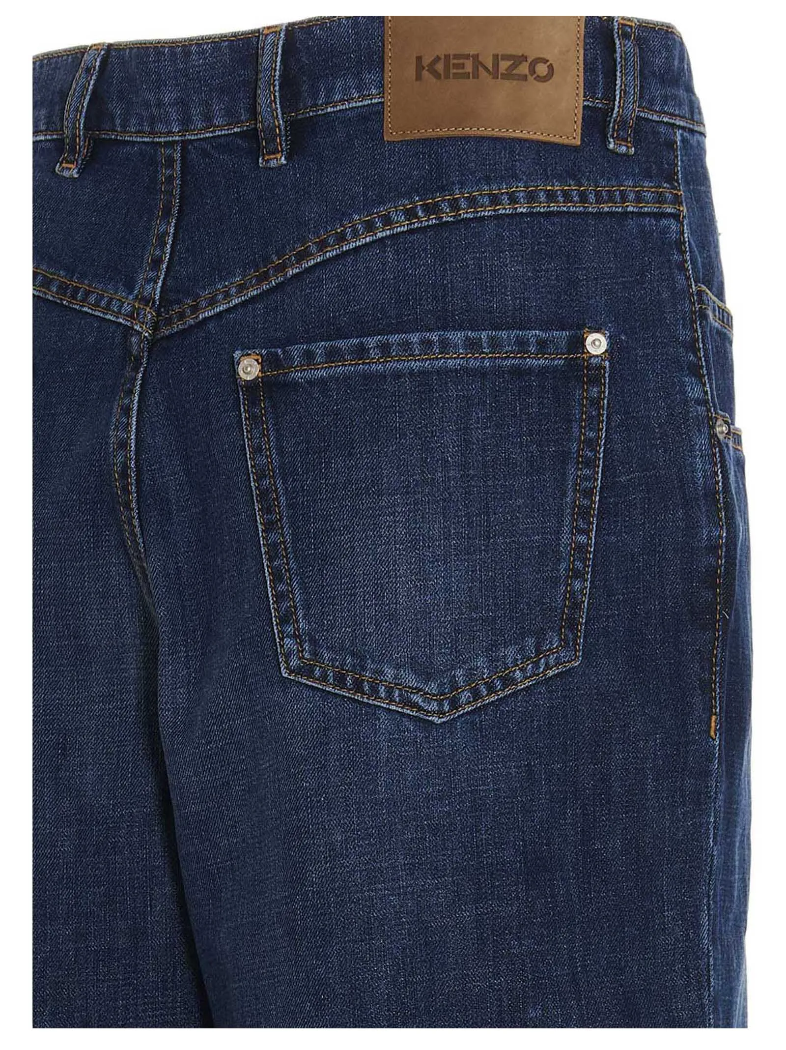 Kenzo Logo Patch Straight Leg Jeans
