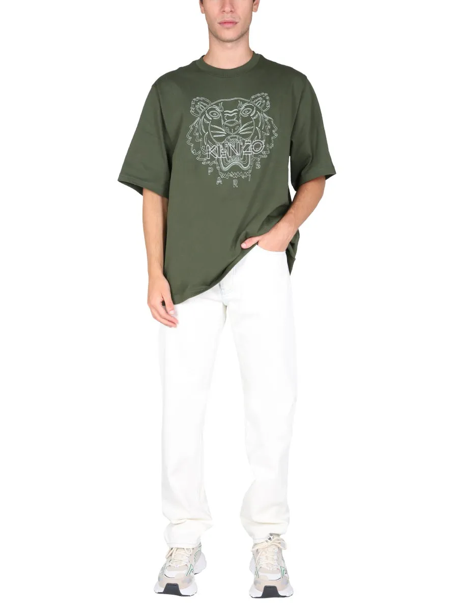 Kenzo Tiger Logo Embroidered T-Shirt