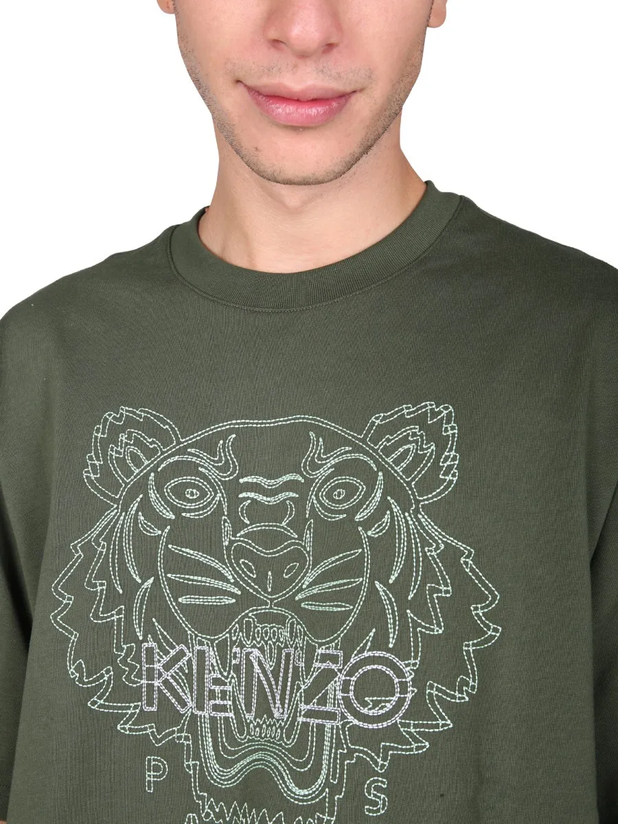 Kenzo Tiger Logo Embroidered T-Shirt