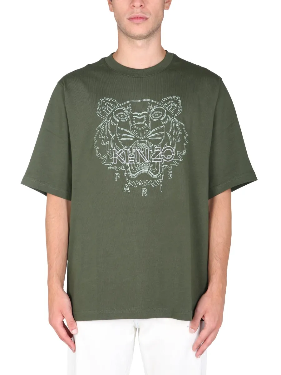 Kenzo Tiger Logo Embroidered T-Shirt