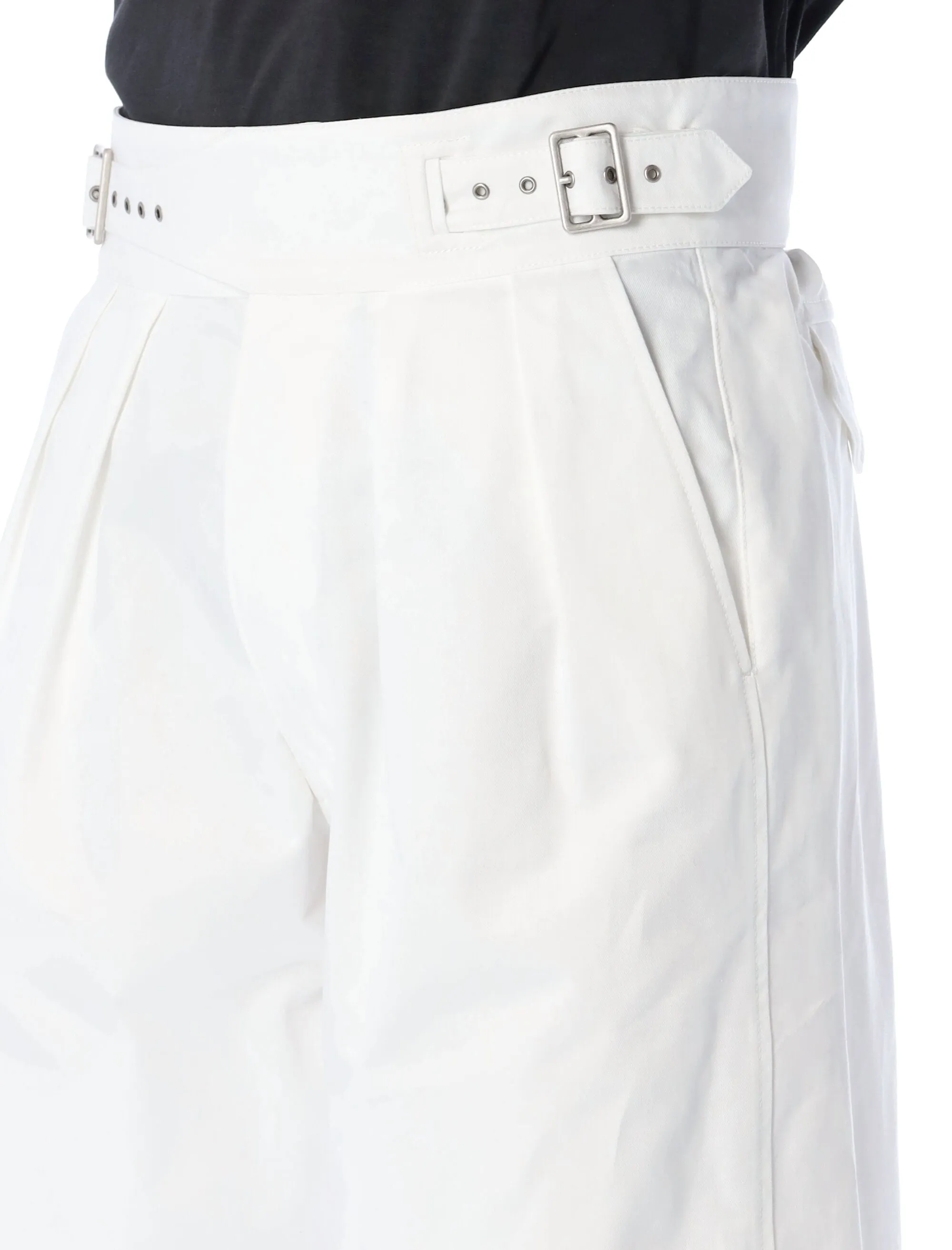 Maison Margiela Pleated Knee-Length Buckled Shorts