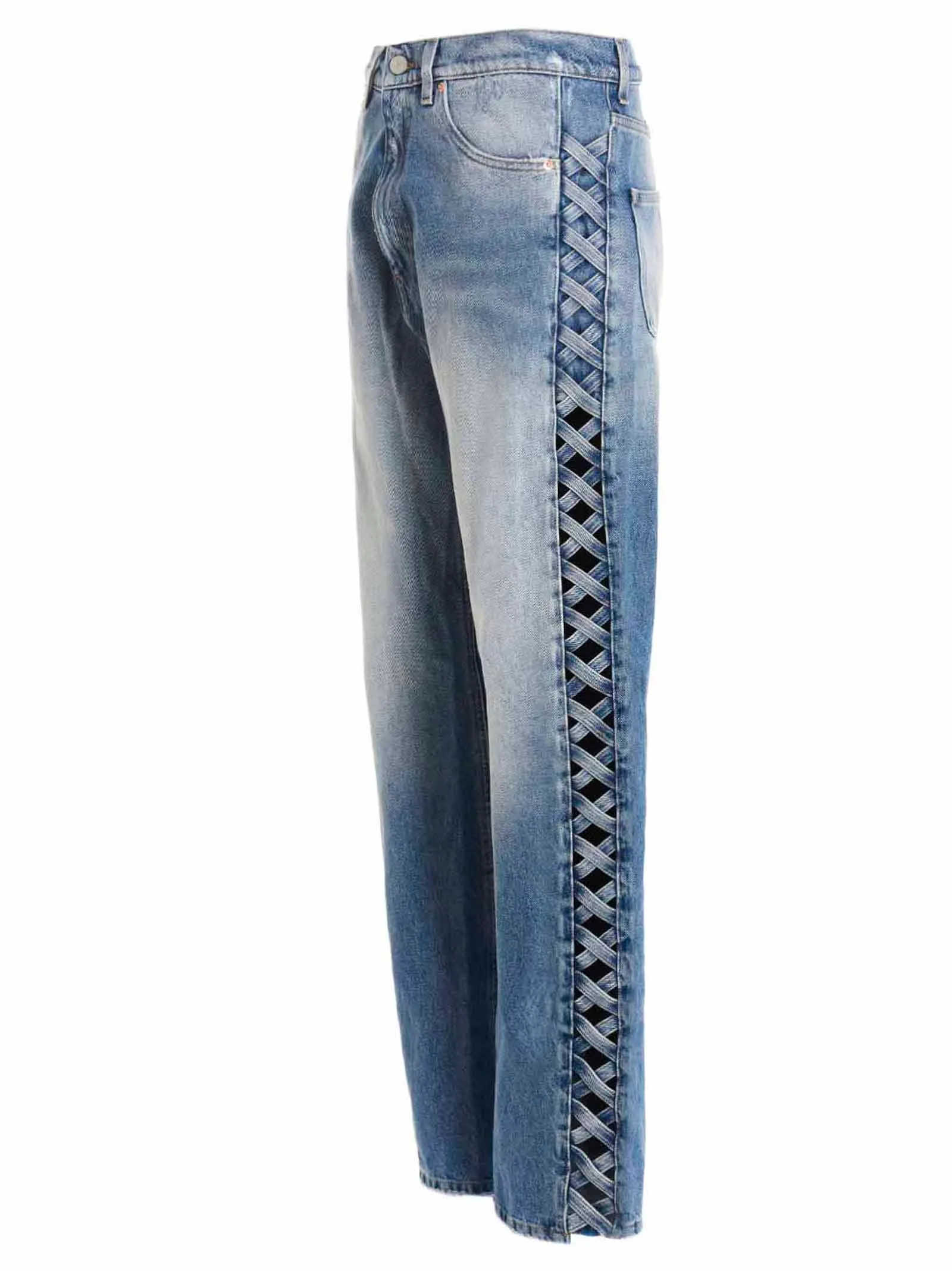 Martine Rose Logo Patch Lace-Detailed Jeans