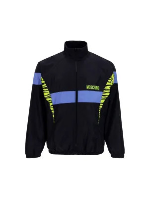 Moschino Logo Print Zipped Jacket