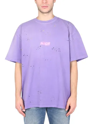 MSGM Distressed Crewneck T-Shirt