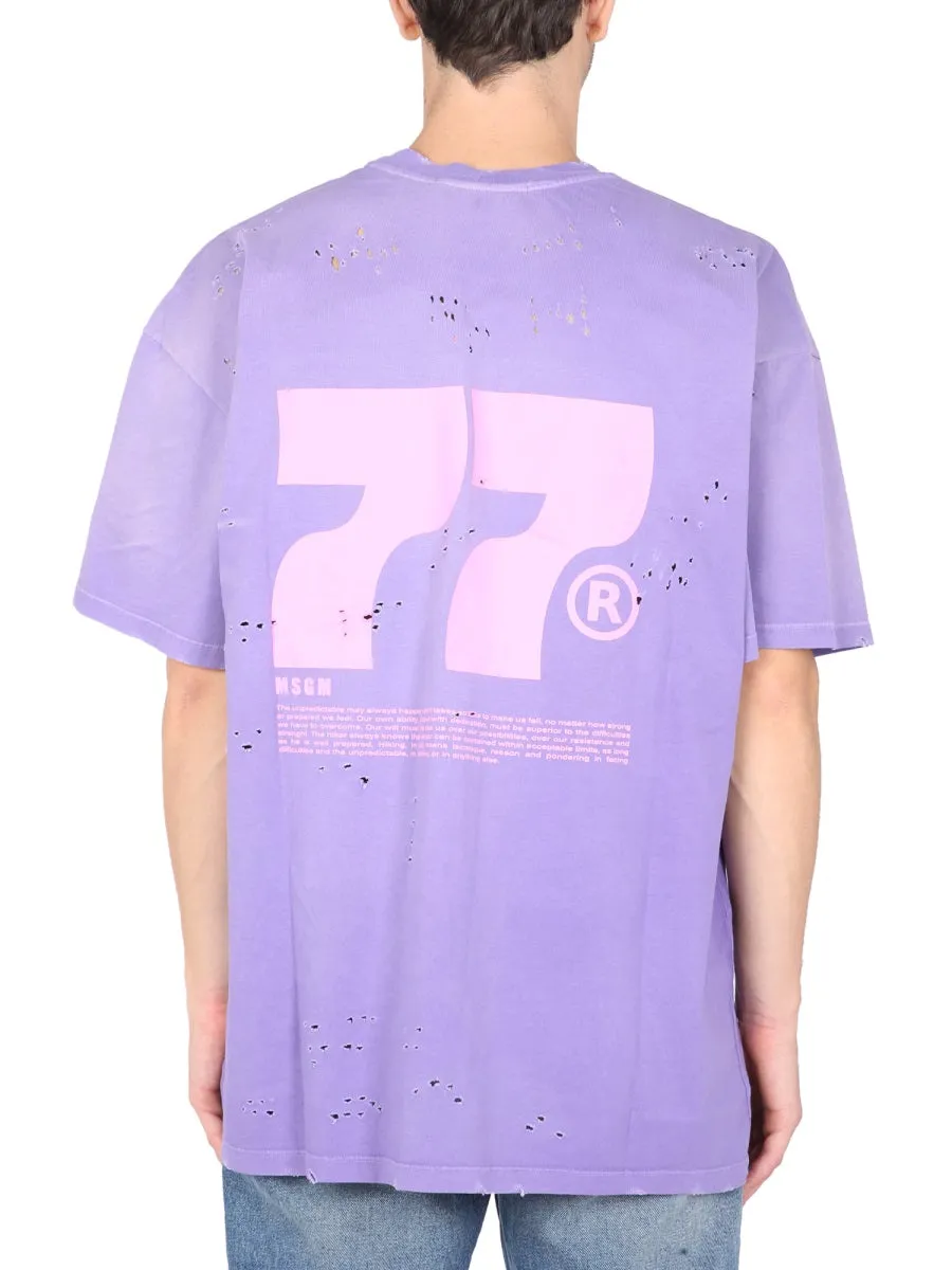 MSGM Distressed Crewneck T-Shirt