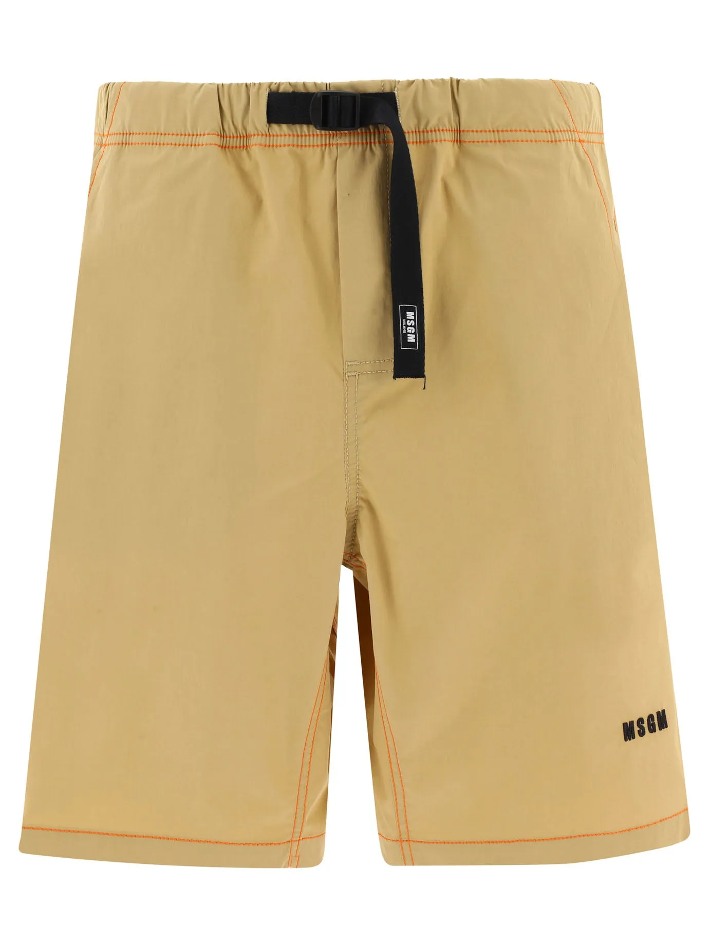 MSGM Logo Embroidered Drawstring Waistband Shorts