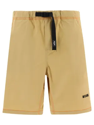 MSGM Logo Embroidered Drawstring Waistband Shorts