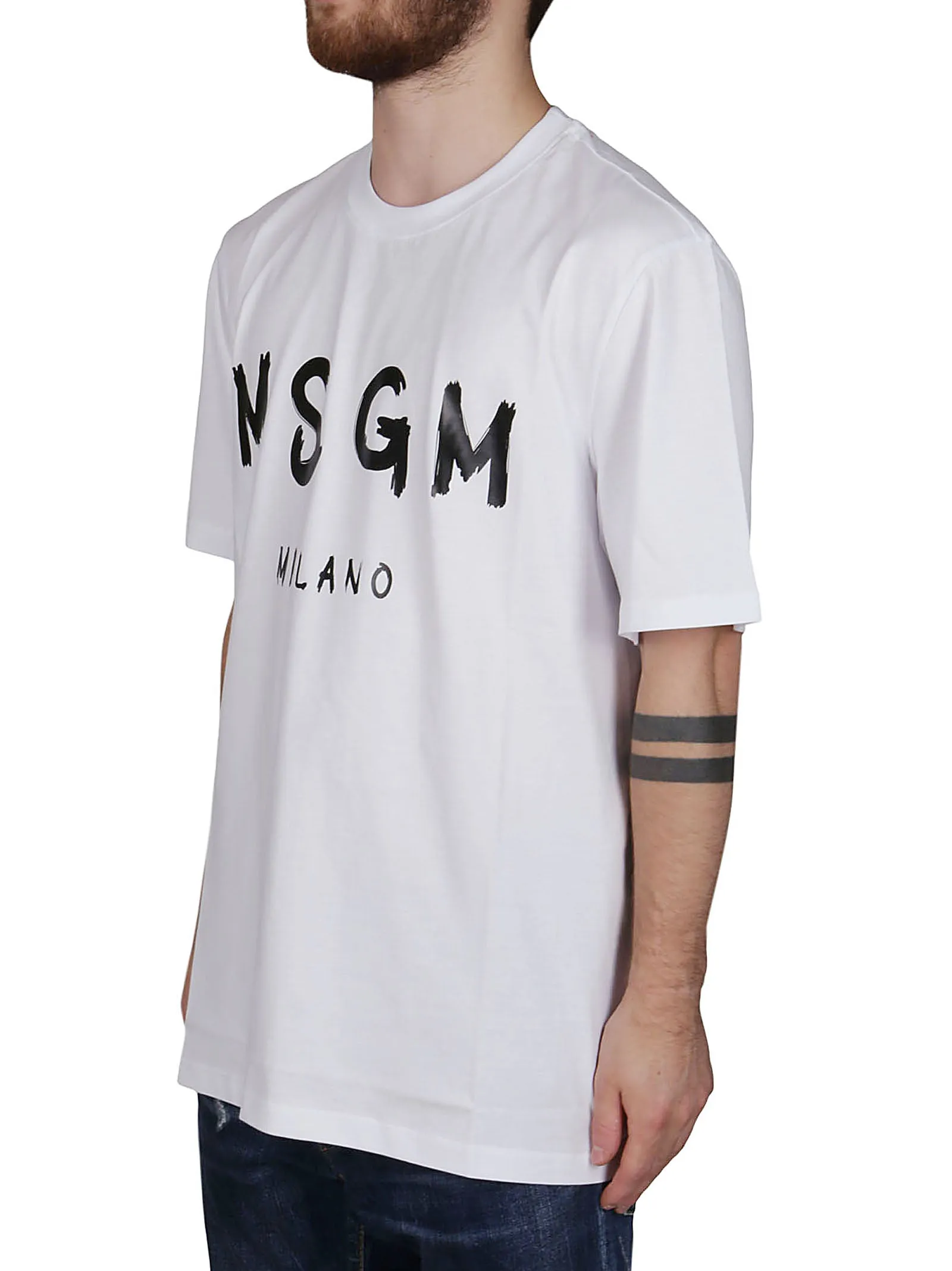MSGM Logo Printed Crewneck T-Shirt