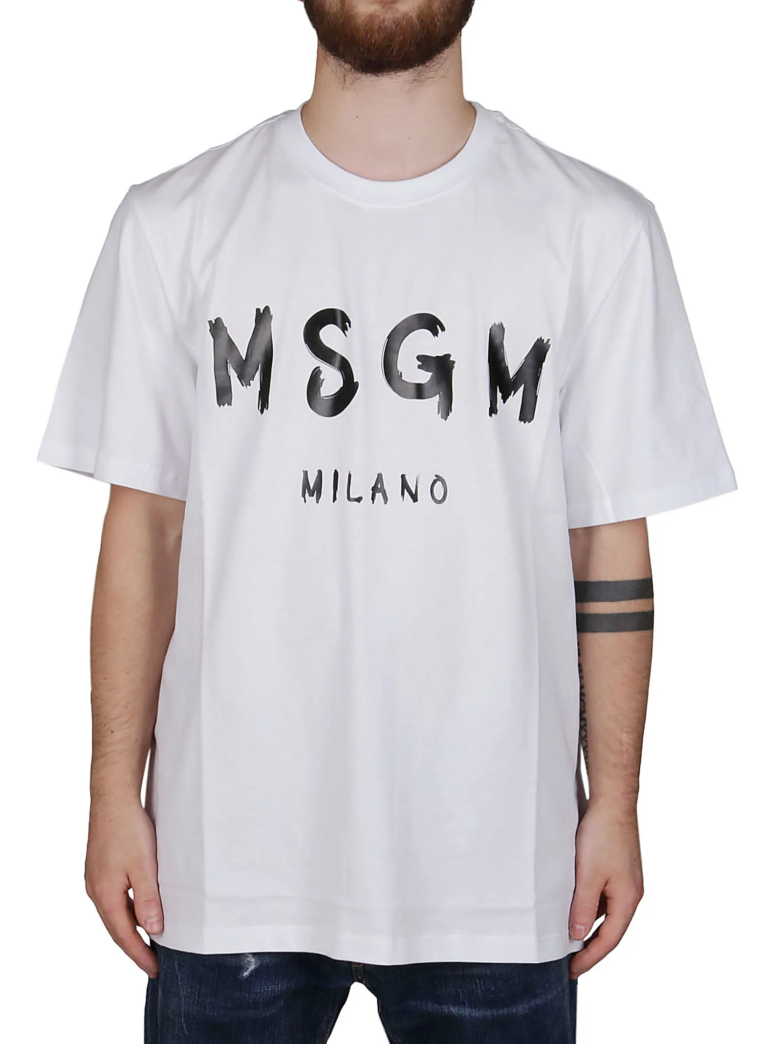 MSGM Logo Printed Crewneck T-Shirt