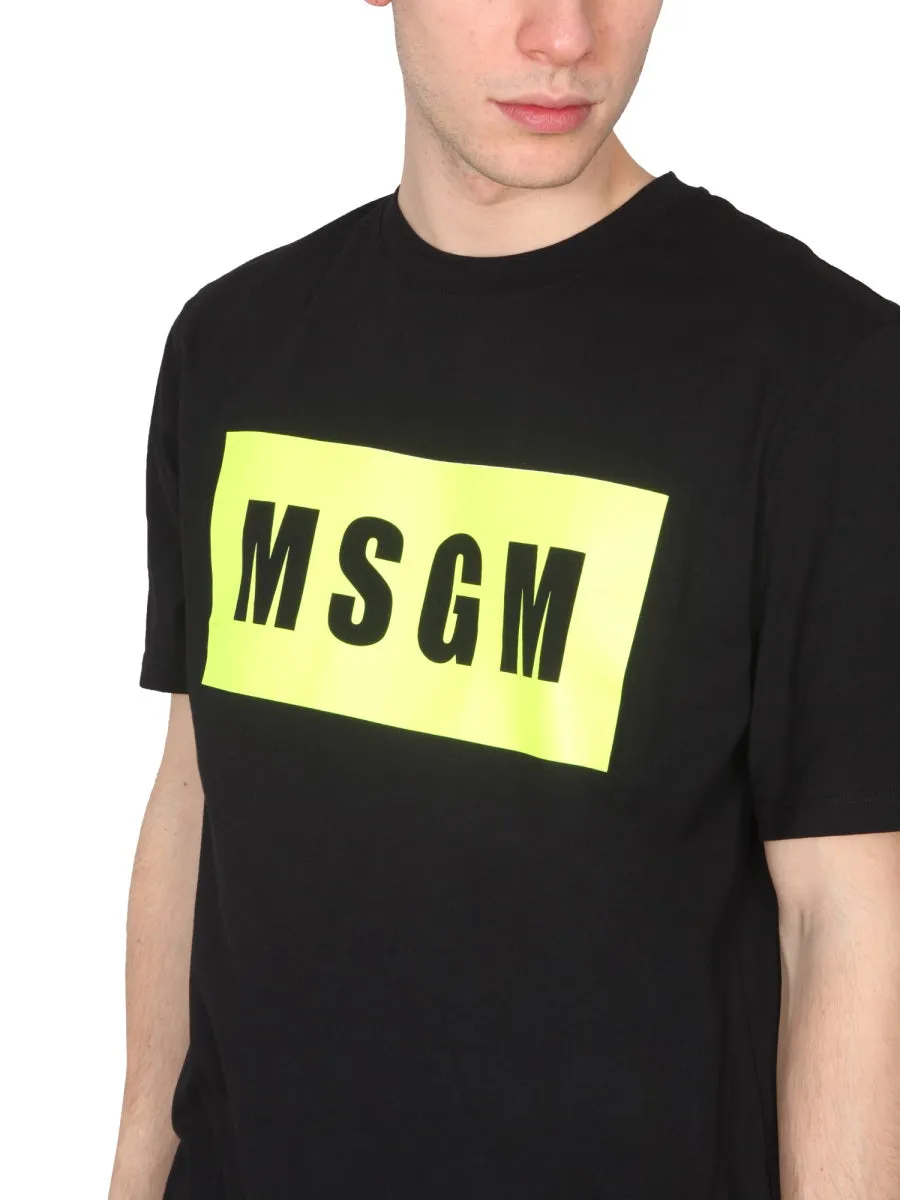 MSGM Logo Printed Crewneck T-Shirt