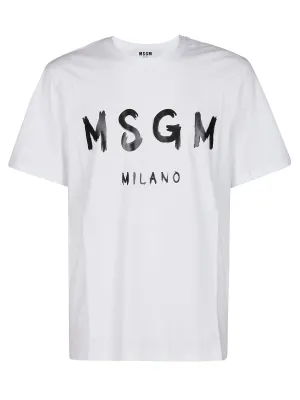 MSGM Logo Printed Crewneck T-Shirt