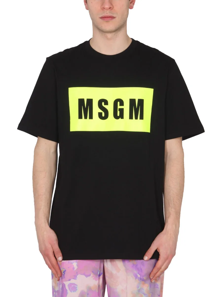 MSGM Logo Printed Crewneck T-Shirt