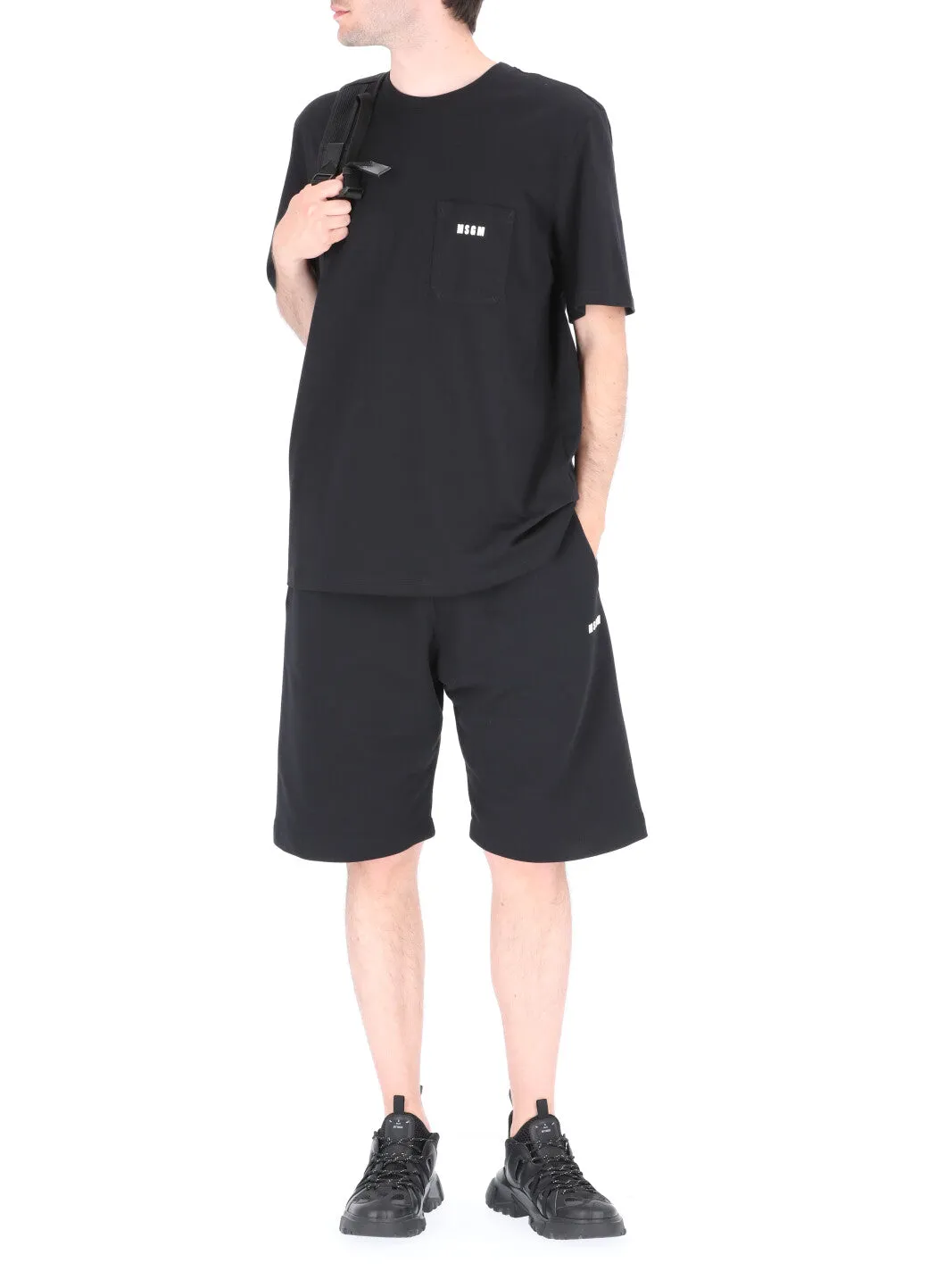 MSGM Logo Printed Track Shorts