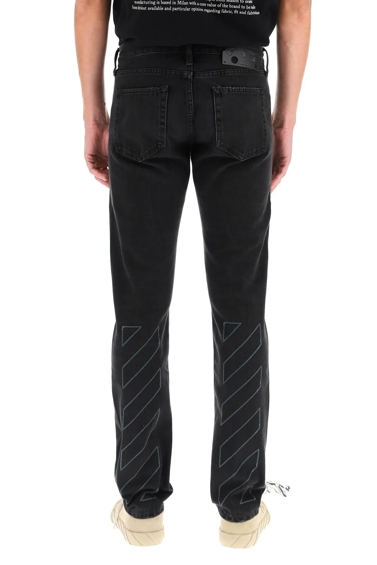 Off-White Diag Faded-Effect Slim Jeans