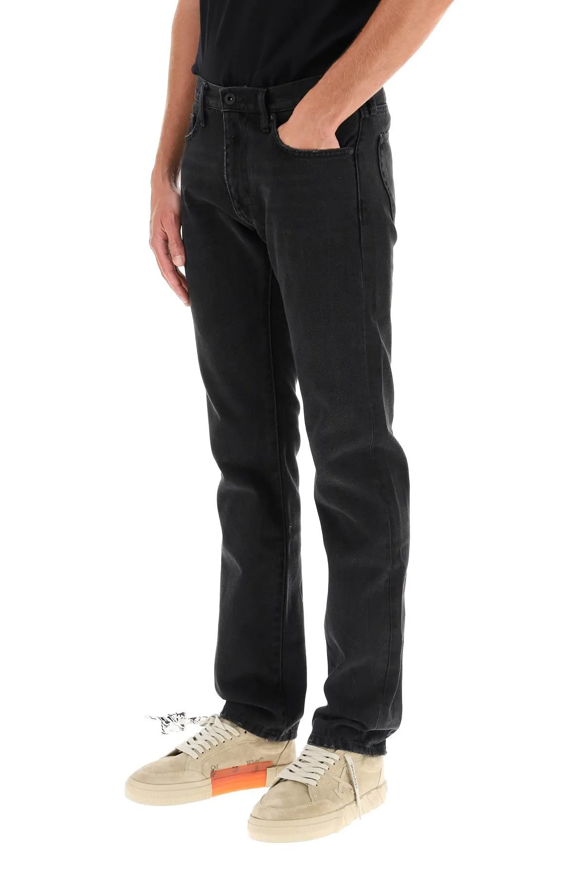 Off-White Diag Faded-Effect Slim Jeans