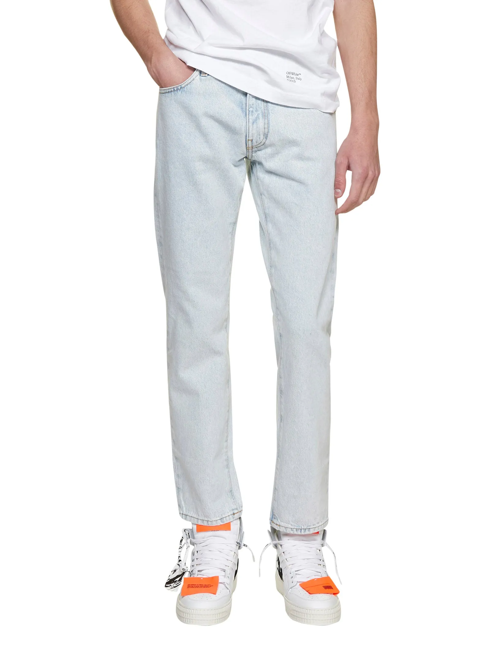 Off-White Diag Print Slim-Fit Jeans