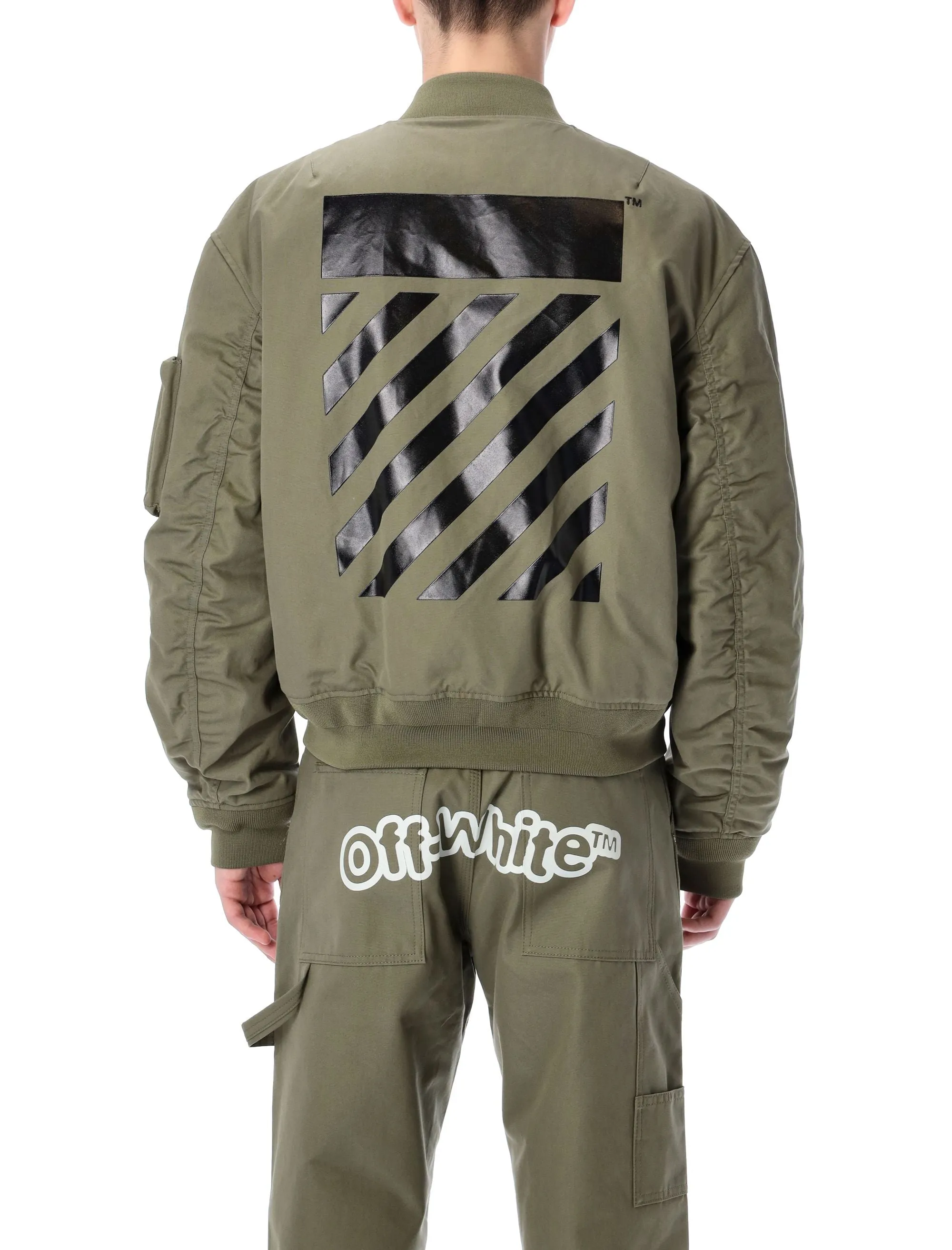 Off-White Diag-Stripe Zipped Bomber Jacket