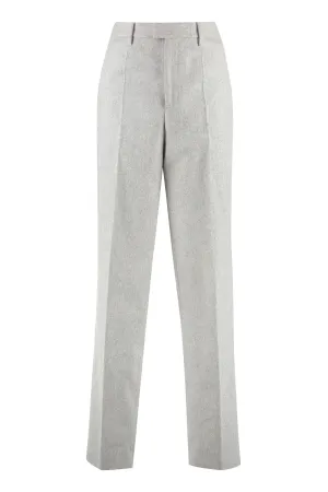 Off-White Pressed-Crease Tailored Pants