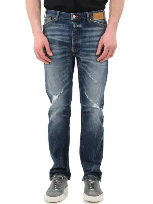 Palm Angels Logo Patch Distressed Effect Jeans