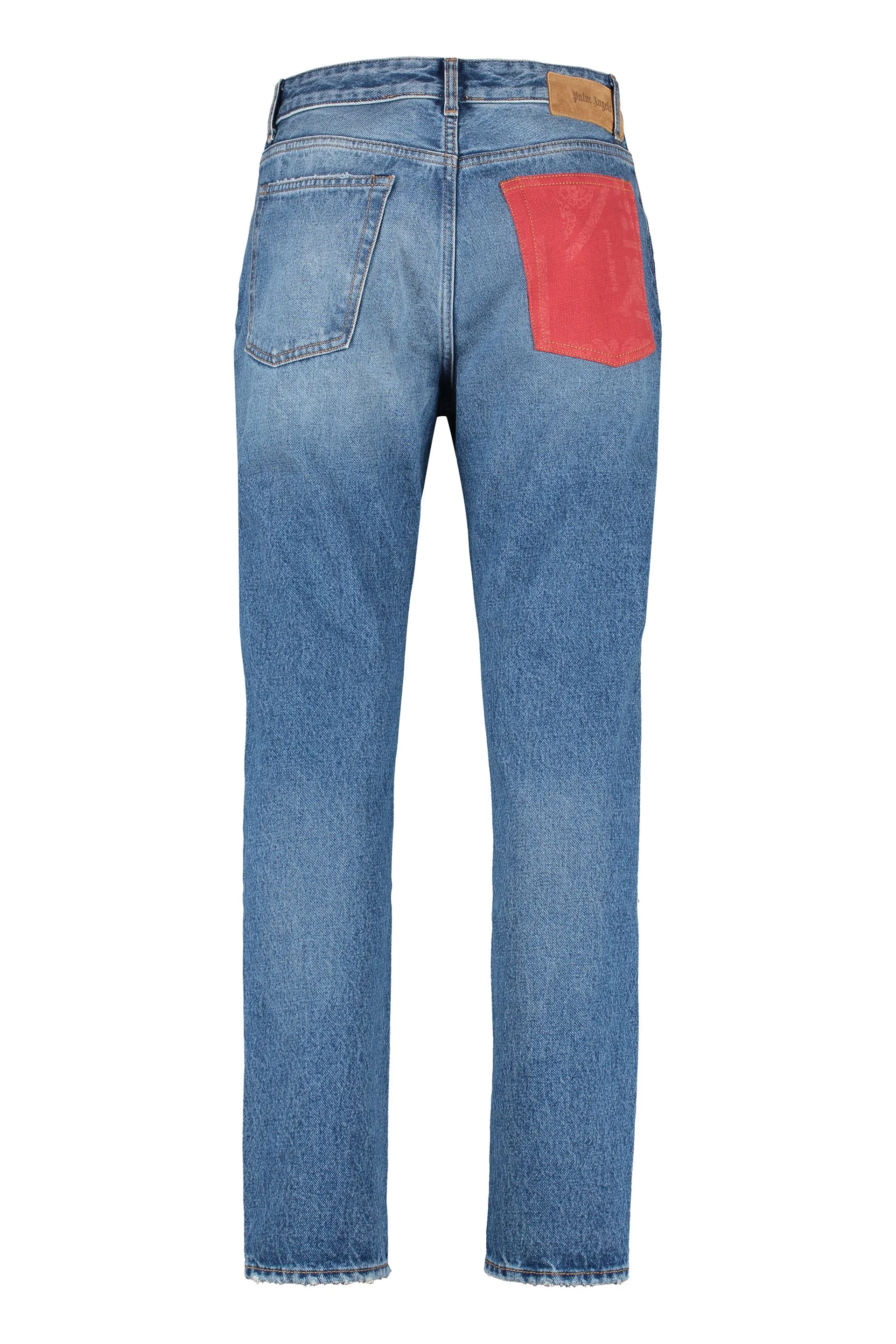 Palm Angels Logo Patch Straight-Leg Jeans