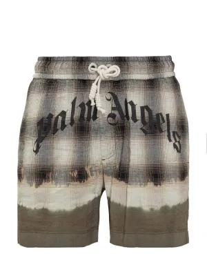 Palm Angels Logo Print Checked Shorts