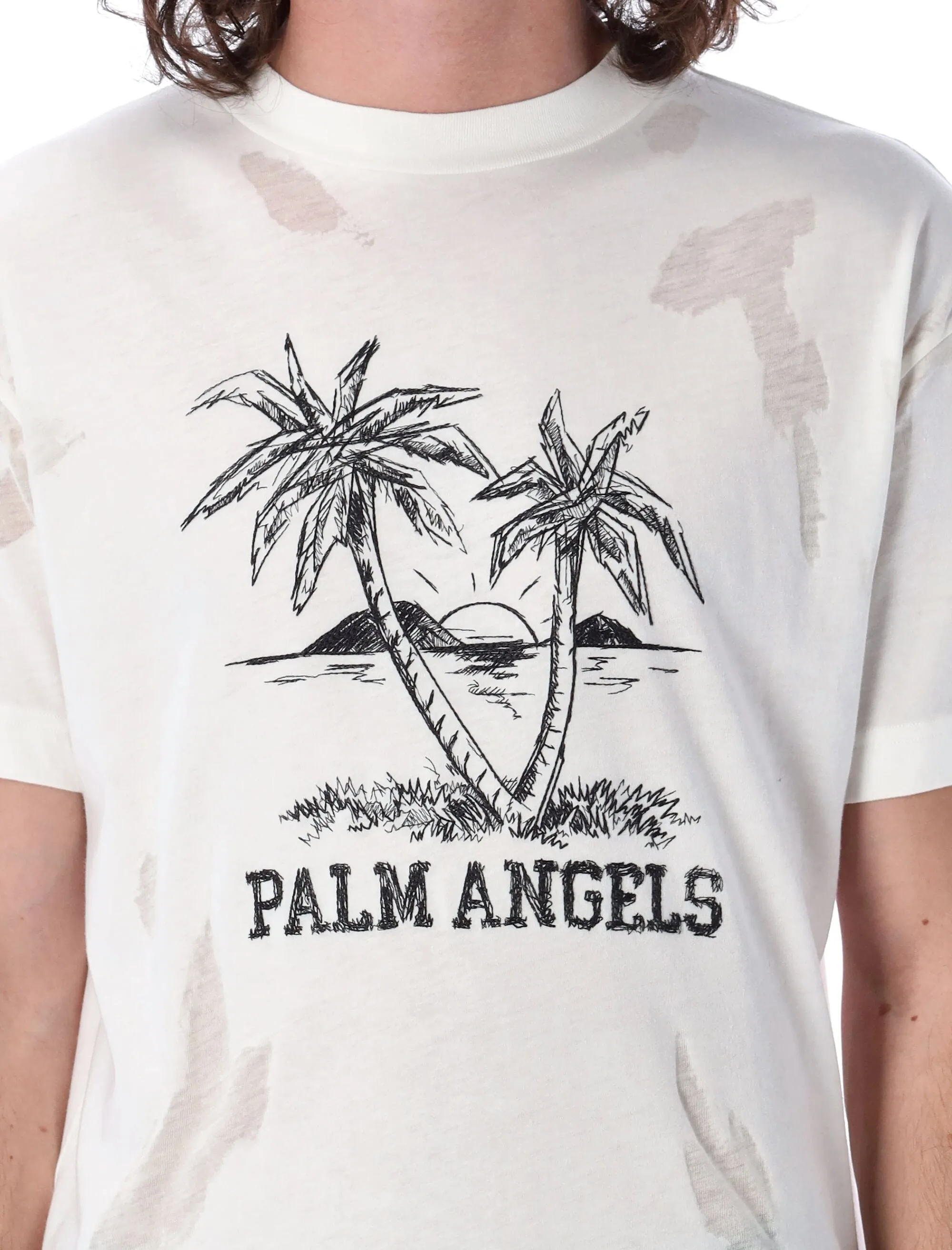 Palm Angels Logo Printed Crewneck T-Shirt