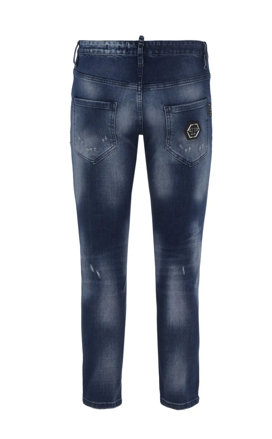 Philipp Plein Logo Patch Skinny Destroyed Jeans
