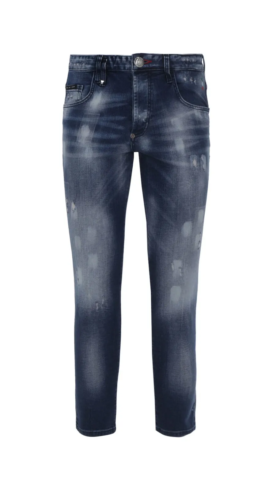 Philipp Plein Logo Patch Skinny Destroyed Jeans