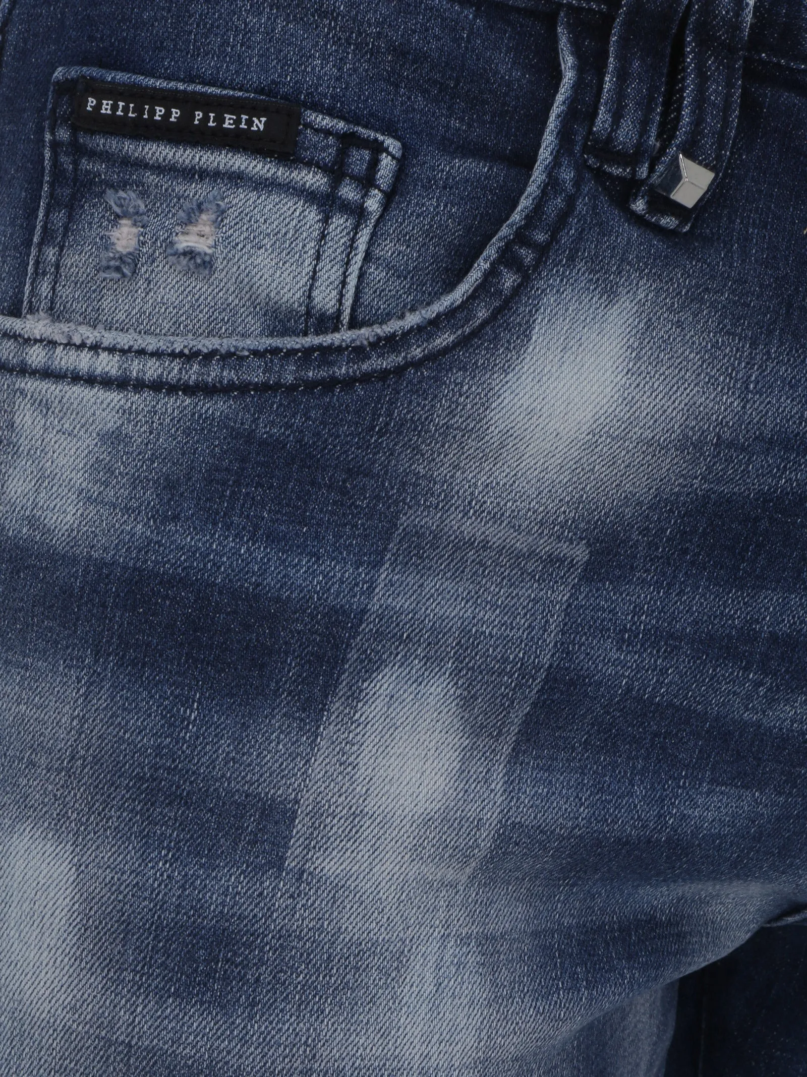 Philipp Plein Logo Patch Skinny Destroyed Jeans