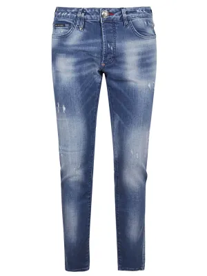 Philipp Plein Super Straight Cut Destroyed Jeans