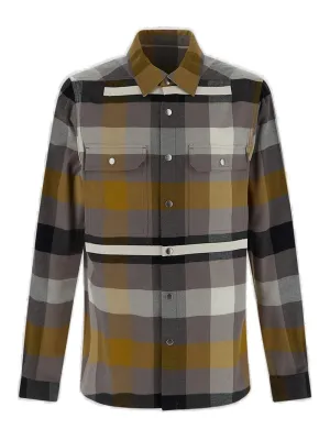 Rick Owens Check Pattern Long Sleeved Shirt Jacket