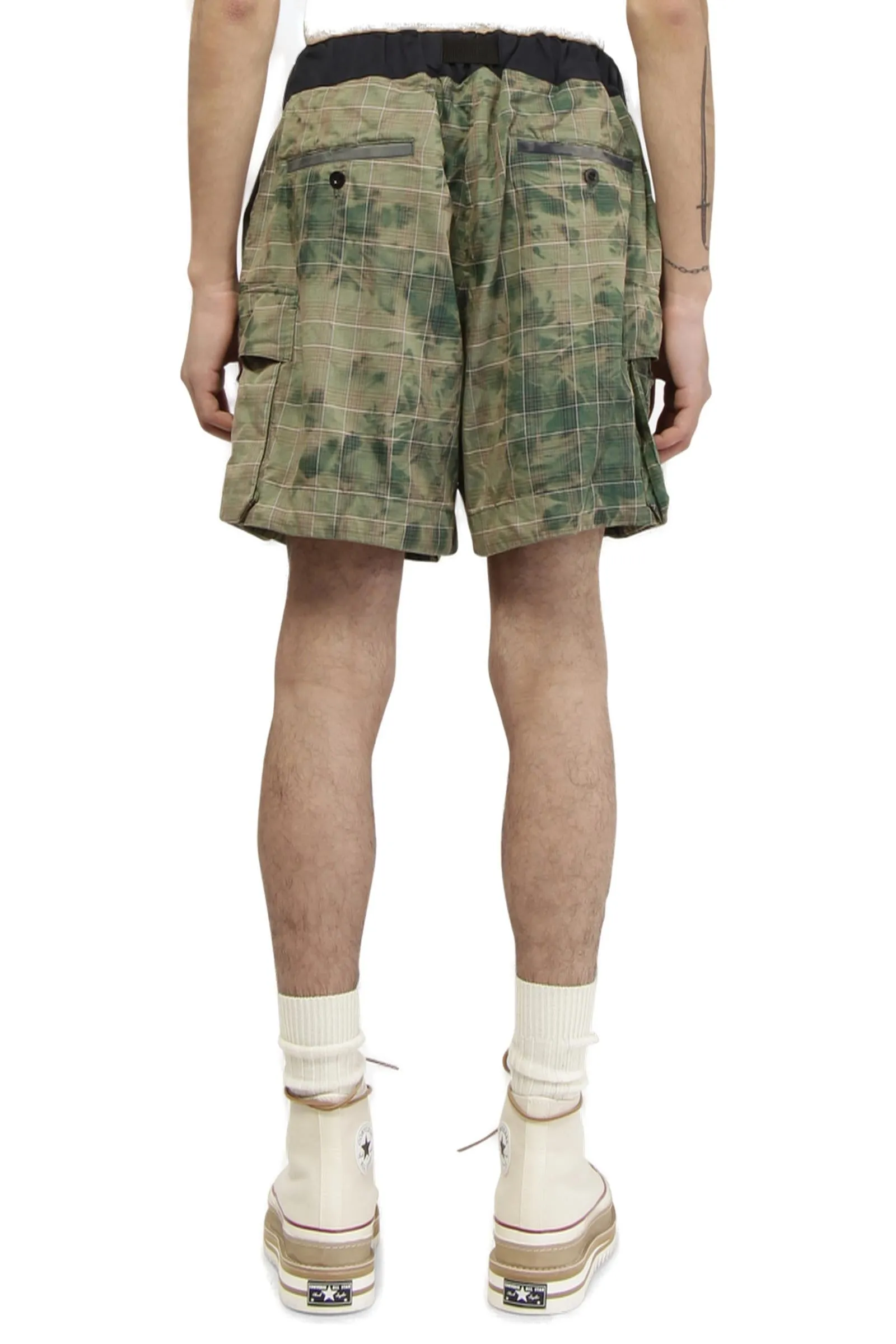 Sacai Belted Waist Checked Shorts