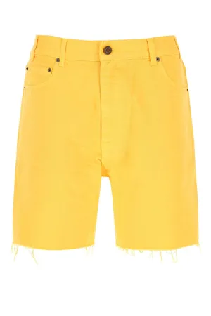Saint Laurent Frayed Edge Denim Shorts