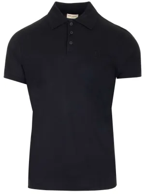 Saint Laurent Logo Embroidered Polo Shirt