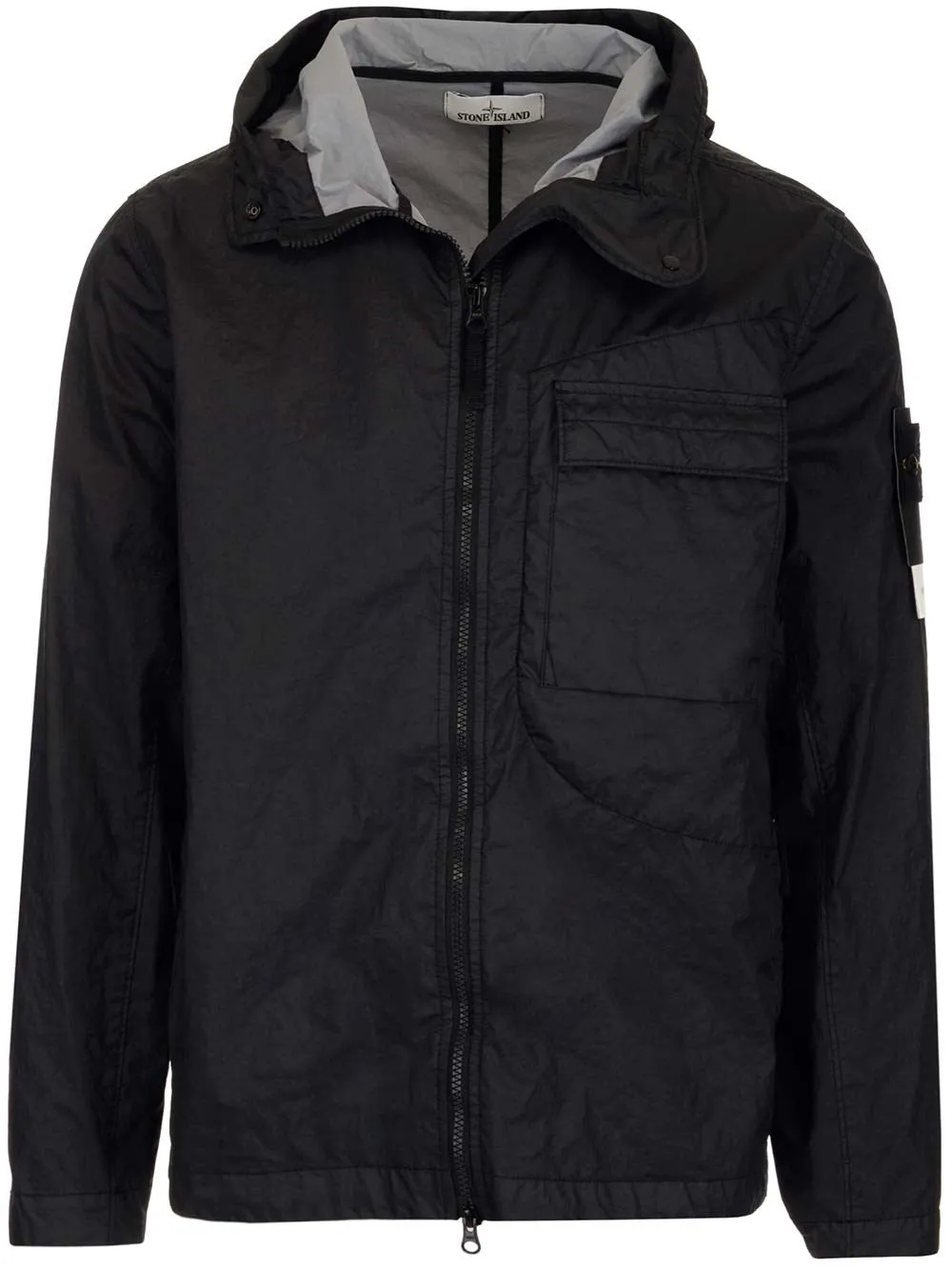 Stone Island Logo Patch Hooded Zip-Up Jacket