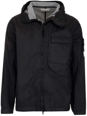 Stone Island Logo Patch Hooded Zip-Up Jacket