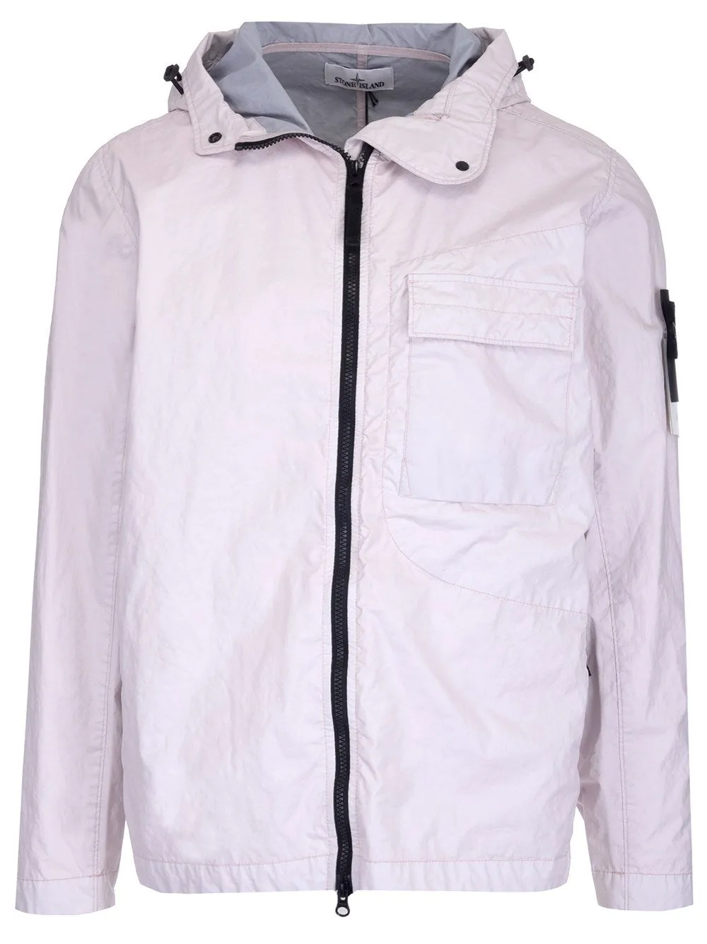 Stone Island Logo Patch Hooded Zip-Up Jacket