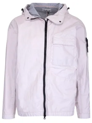 Stone Island Logo Patch Hooded Zip-Up Jacket