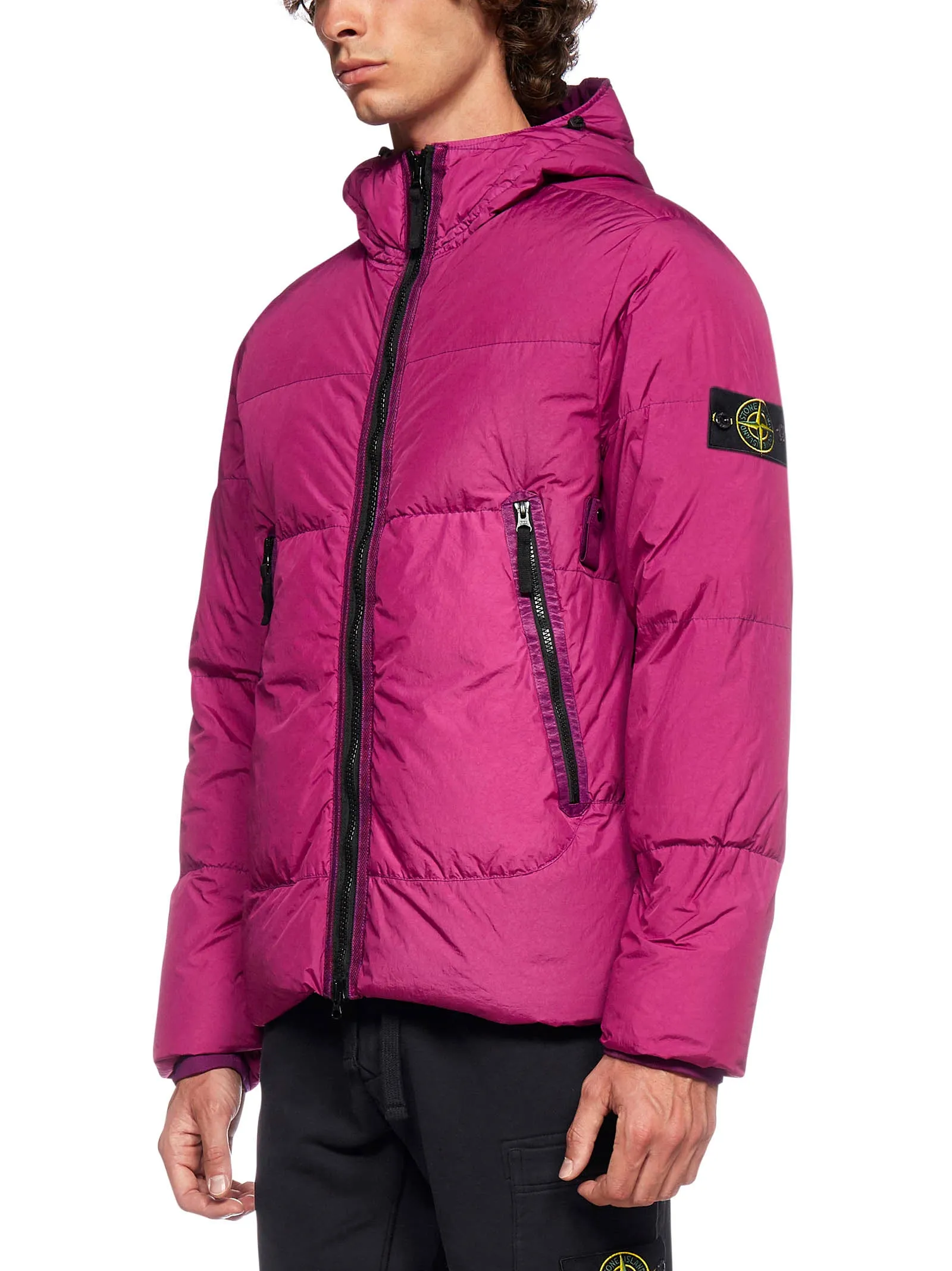 Stone Island Logo Patched Hooded Puffer Jacket