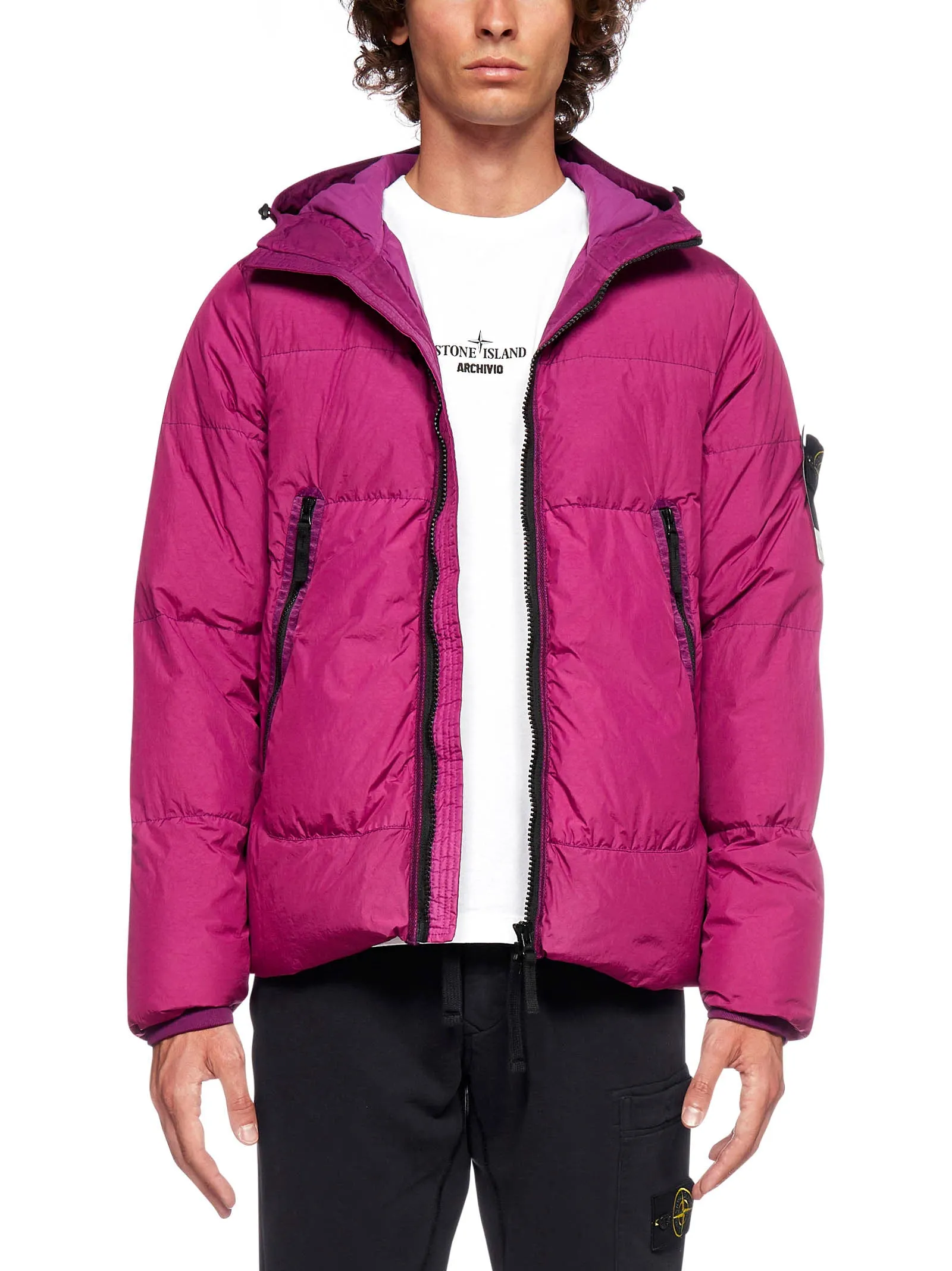 Stone Island Logo Patched Hooded Puffer Jacket