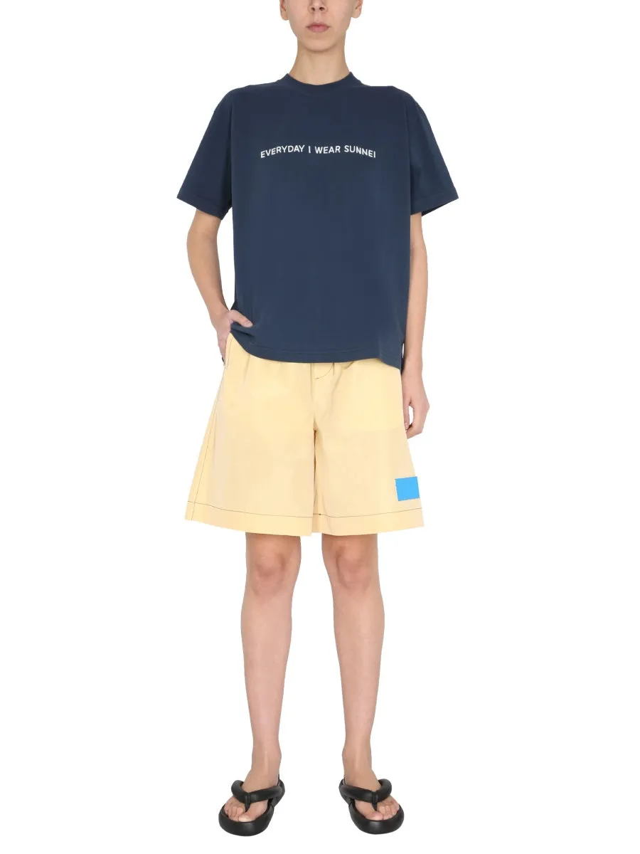 Sunnei Drawstring Wide Leg Shorts