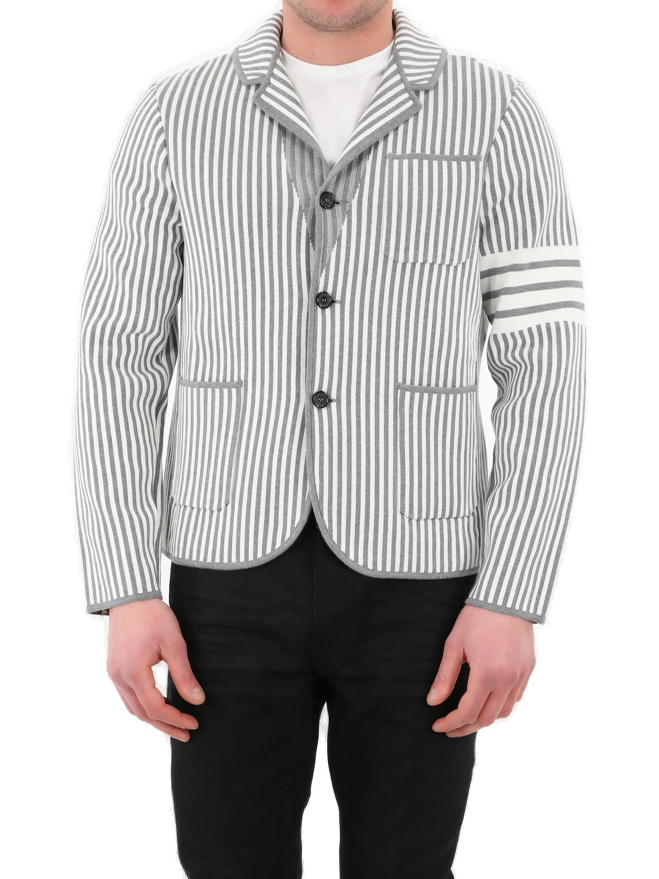 Thom Browne Striped Buttoned Jacket