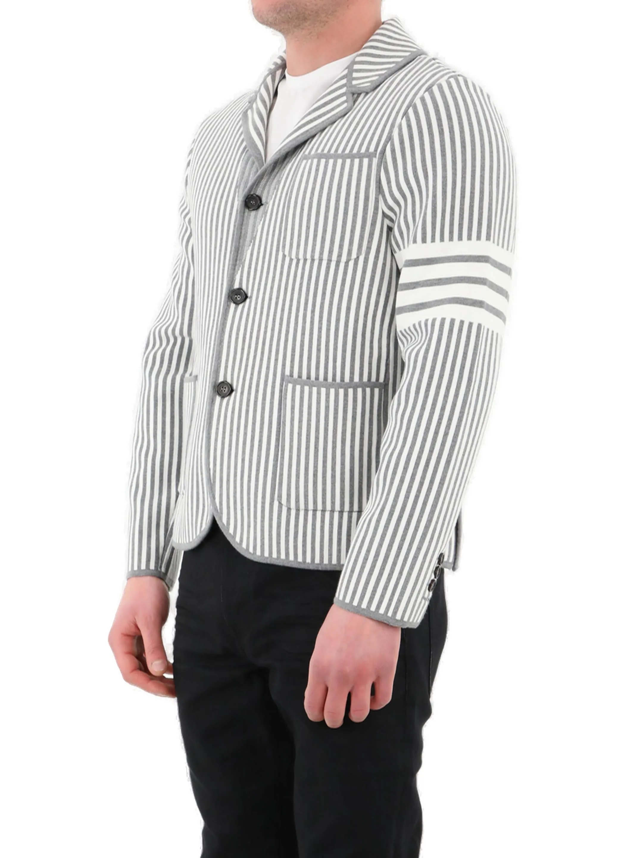 Thom Browne Striped Buttoned Jacket