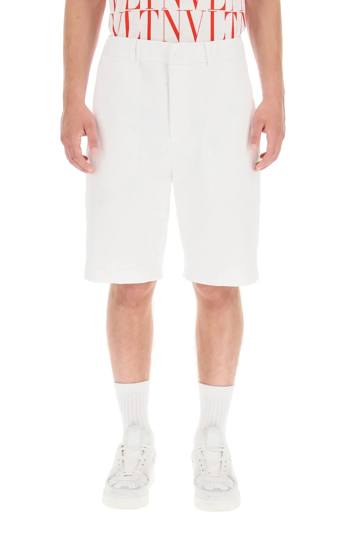 Valentino Camouwhite Print Bermuda Shorts
