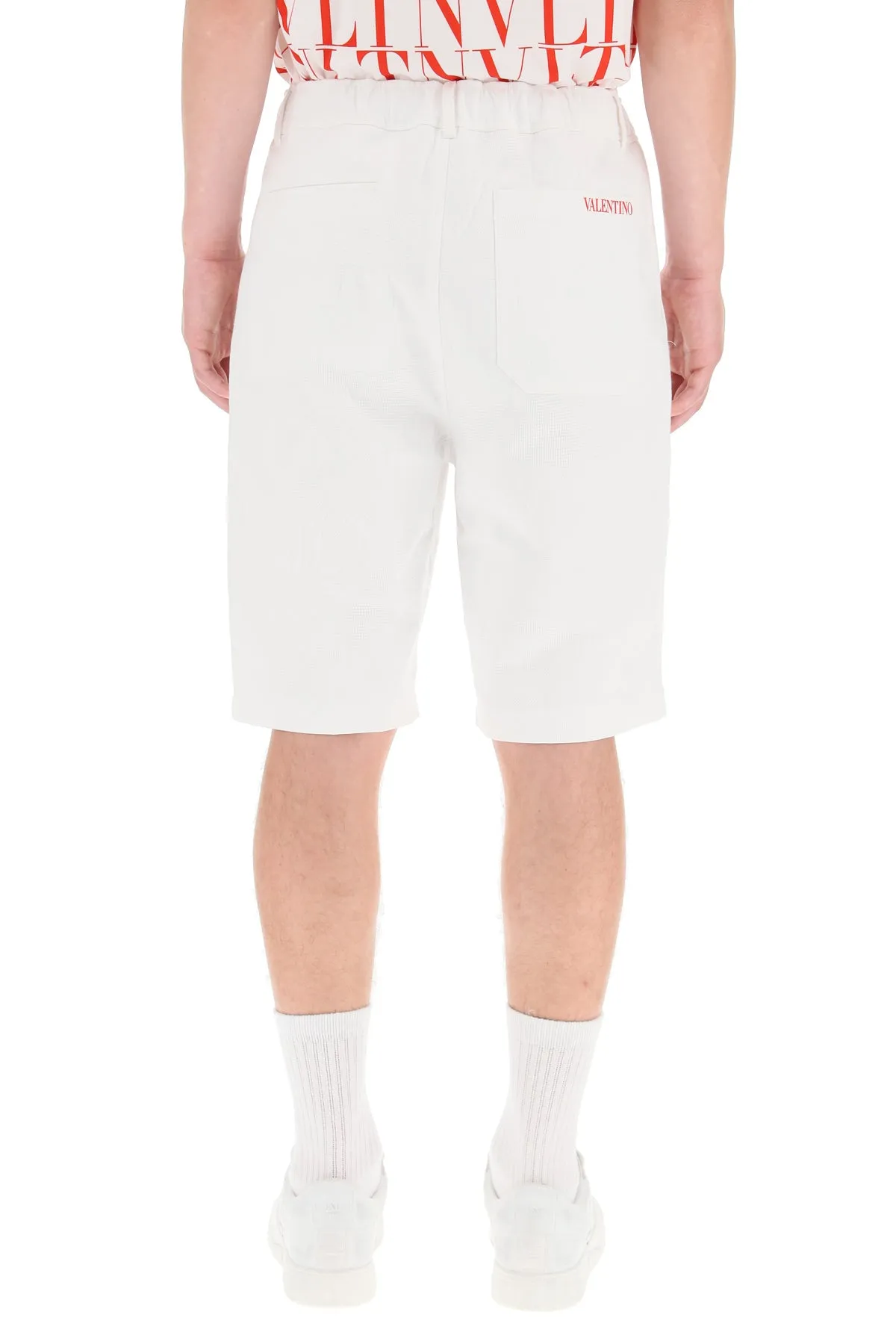 Valentino Camouwhite Print Bermuda Shorts