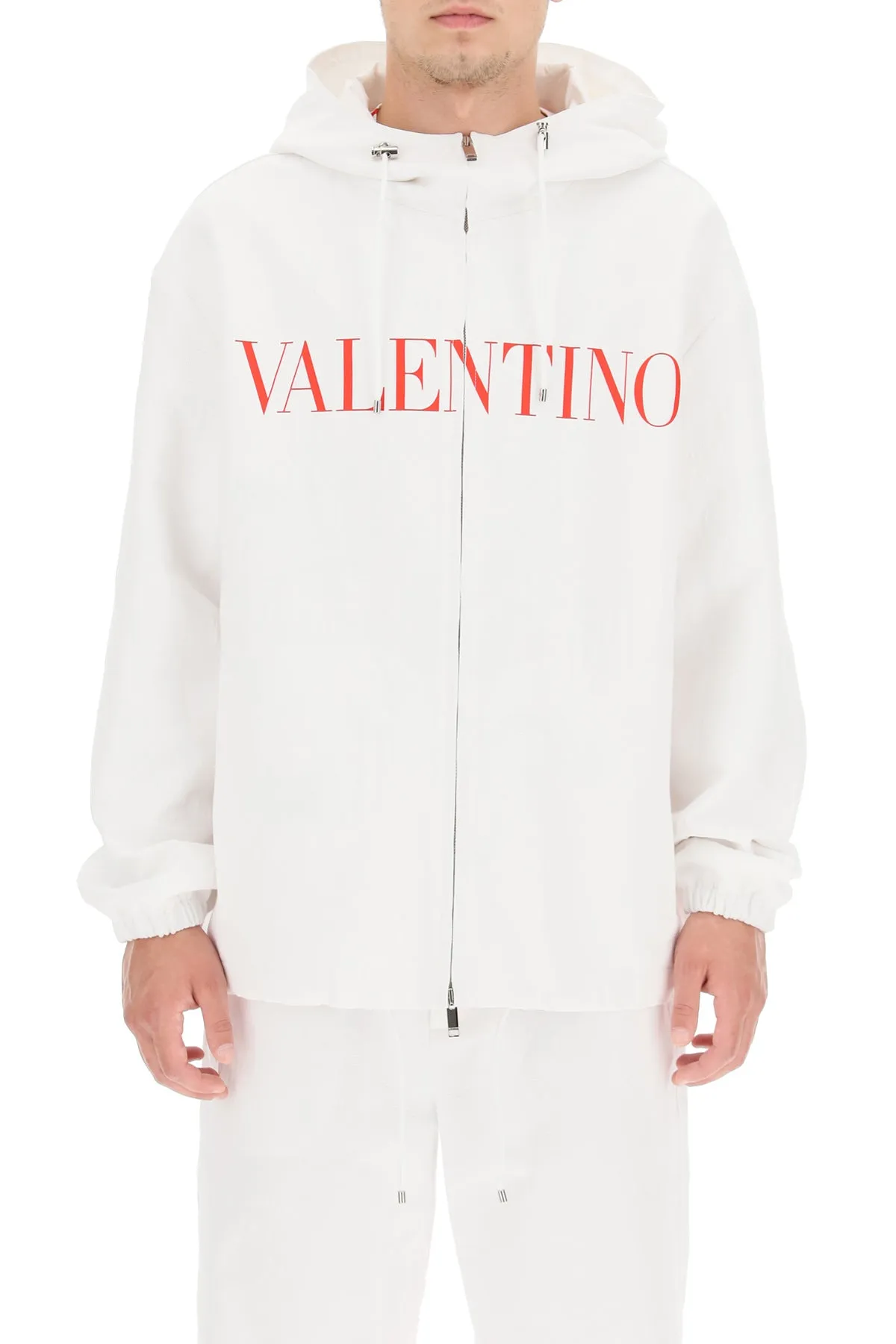 Valentino Logo Print Hooded Jacket