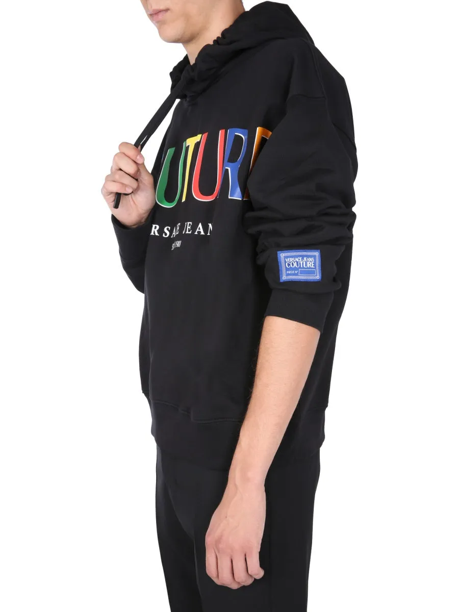 Versace Jeans Couture Logo Print Drawstring Hoodie